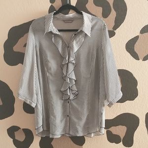 Sheer Marks & Spencer Ruffle Striped Blouse